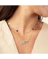 The Lovery Mixed Blue Heart Station Necklace 14K Gold