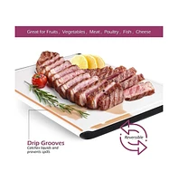 Large Cutting Board - Plastic Boards for Kitchen, 18 x 12 Inch with Rubber Edges, Juice Grooves, Non-Slip, Dishwasher Safe