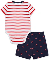 Little Me Baby Boys 2-Pc. Crab Stripe Bodysuit & Shorts Set