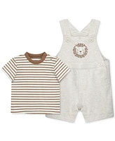 Little Me Baby Boys 2-Pc. Stripe T-Shirt & Lion Shortall Set