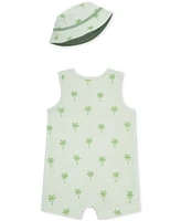 Little Me Baby Boys 2-Pc. Palm Tree Romper & Bucket Hat Set