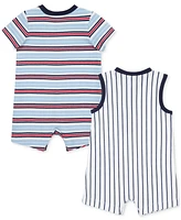 Little Me Baby Boys Baseball Stripe Rompers, Pack of 2
