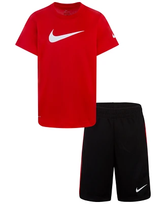 Nike Little Boys Dri-fit Swoosh T-Shirt & Shorts, 2 Piece Set