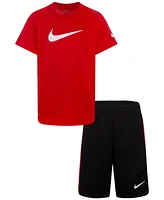 Nike Little Boys Dri-fit Swoosh T-Shirt & Shorts, 2 Piece Set