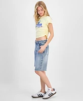 Disney Juniors' Stitch Beachy Short-Sleeve Side-Cinch Tee