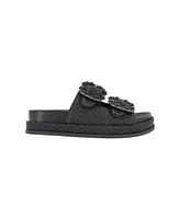 BCBGeneration Women's Bexxi Double Buckle Raffia Footbed Sandals