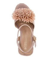 BCBGeneration Women's Erika Raffia Flower Wedge Sandals