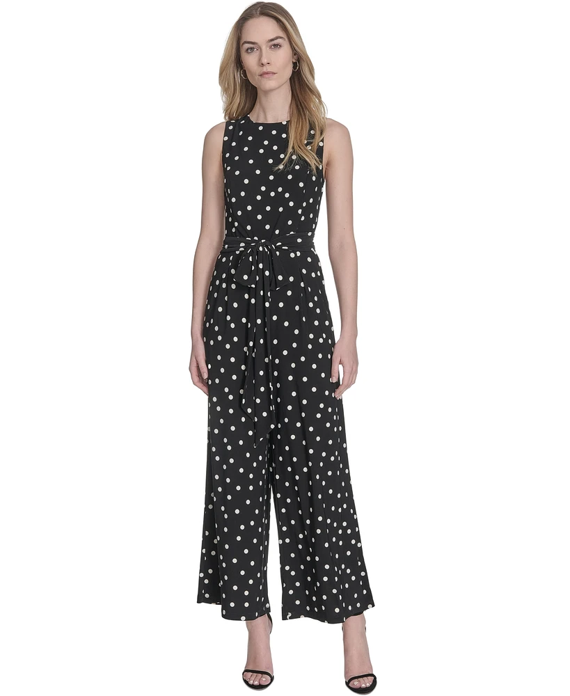 Tommy Hilfiger Women's Polka-Dot Straight-Leg Jumpsuit