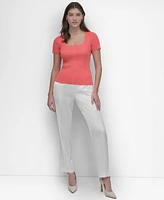 Dkny Women's Square-Neck Short-Sleeve Sweater