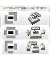 Xizzi Patio Furniture Set,12 Pieces Outdoor Sectional Sofa Couch Set,Patio Conversation Set with Modular Wicker Deep Seat Chairs,Comfy Cushions,Side T