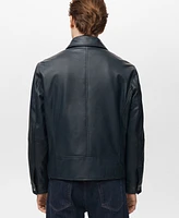 Mango Men's Pocketed Nappa Leather Jacket