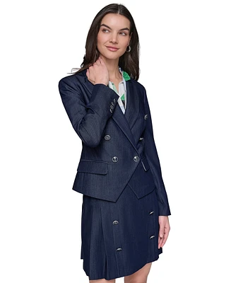 Karl Lagerfeld Paris Women's Double-Breasted Faux-Denim Jacket