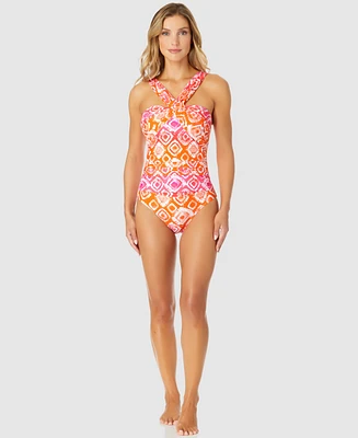 Anne Cole Women's Tie Dye Foulard Twist Bandeau One-Piece Swimsuit