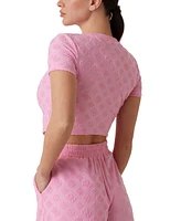 Guess Women's Peony Jacquard Crop Top