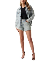 Guess Women's Embellished High Rise Cotton Denim Shorts