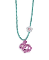 Betsey Johnson Faux Stone Spring Bunny Pendant Rope Necklace