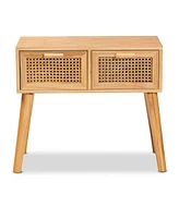 Baxton Studio 24.4" Finished Wood Falan Mid-Century Modern 2-Drawer Console Table