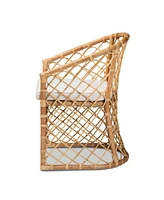 bali & pari 23.2" Upholstered and Natural Rattan Orchard Modern Bohemian Dining Chair