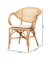 bali & pari 24" Finished Rattan Varick Modern Bohemian Dining Chair