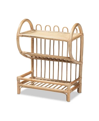 bali & pari Liora Modern Bohemian Finished Rattan 3-Tier Display Shelf