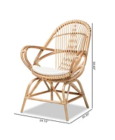 bali & pari 29" Upholstered and Finished Rattan Jayden Modern Bohemian Accent Chair