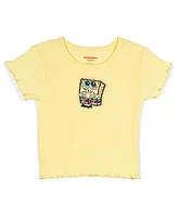 SpongeBob SquarePants Girls Ribbed T-Shirt and French Terry Shorts Outfit Set