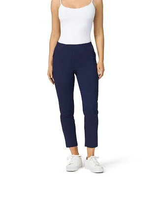 Cable & Gauge Women's Stripe Slim Fit Pull On Cropped Pant