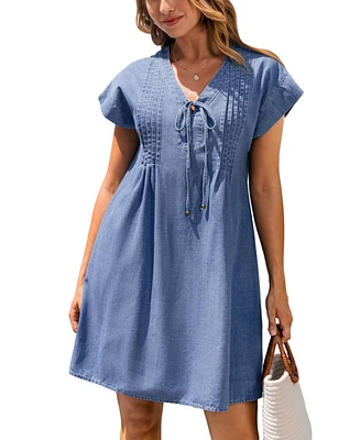 Cupshe Women's Denim Dream Blue Mini Beach Dress