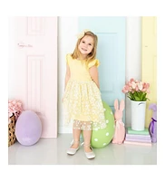 Sweet Wink Toddler Girls Sunshine Ditsy Daisy Easter Tiered Short Sleeve Tutu Dress