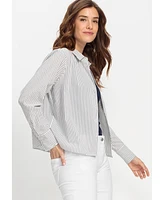 Olsen Women's Striped Cropped Shirt
