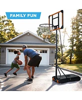 Best Choice Products Kids Height-Adjustable Basketball Hoop, Portable Game w/ 2 Wheels, Square Backboard