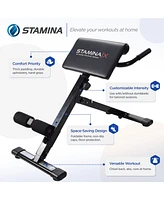 Stamina X Adjustable Ab, Back, and Core Strength Exercise Sit-Up Fitness Hyperextension Weight Bench for At-Home Workouts, Black