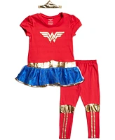 Dc Comics Justice League Wonder Woman Girls Costume Dress Leggings and Headband 3 Piece Set Toddler to Big Kid