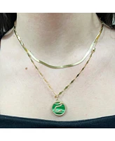 The Lovery Malachite Snake Charm 14K Gold