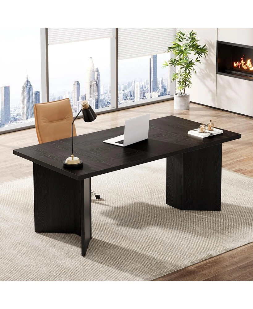 Tribesigns 63-Inch Executive Desk, Modern Office Computer Desk with Double Pedestal, Simple Workstations Writing Table Conference Table Business Furni