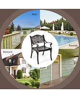 4PCS Patio Dining Bistro Chair All Weather Cast Aluminum Armrest Garden