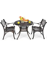 4PCS Patio Dining Bistro Chair All Weather Cast Aluminum Armrest Garden