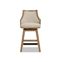 26'' Swivel Cane Rattan Counter Stool (1 Piece), High-Back Bar Chair with Solid Wood Frame-The Pop Home