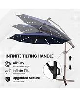 Mondawe 11ft Cantilever/Offset Hanging Patio Umbrella with Solar Light Included