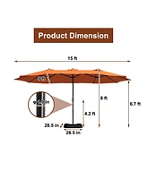 Mondawe 15 ft Double Sided Twin Outdoor Patio Market Umbrella