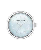 Anne Klein Women's Quartz Aqua and Silver-Tone Metal Alloy Ring Watch, 20mm
