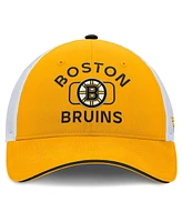 Fanatics Men's Gold/White Boston Bruins Authentic Pro Rink Trucker Hat