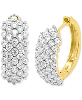 Forever Grown Diamonds Lab Diamond Cluster Small Hoop Earrings (2 ct. t.w.) Sterling Silver or 14k Gold-Plated