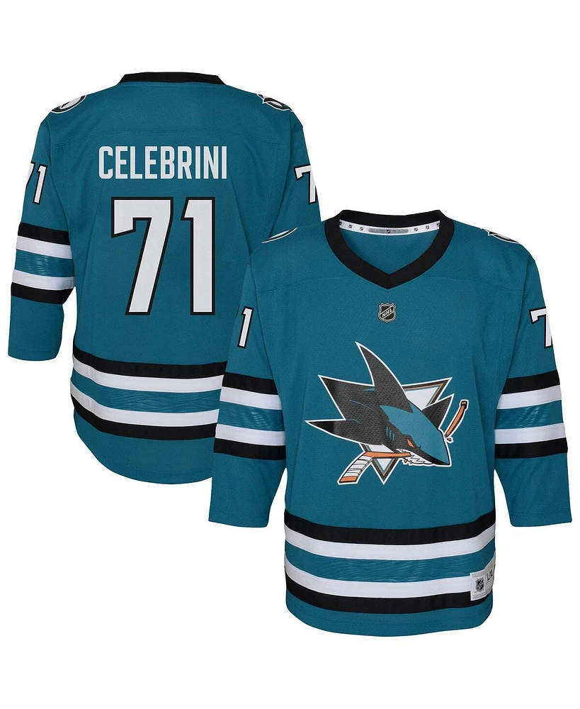 Outerstuff Big Boys and Girls Macklin Celebrini Teal San Jose Sharks Alternate Replica Player Jersey