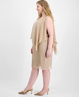 Connected Plus Cape-Overlay Dress