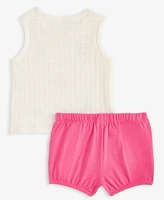 First Impressions Baby Girls Cotton Crochet Flower Top & Shorts, 2 Piece Set, Exclusively at Macy's