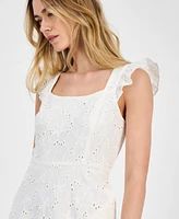 Anne Klein Women's Eyelet Square-Neck Tiered Midi Dress