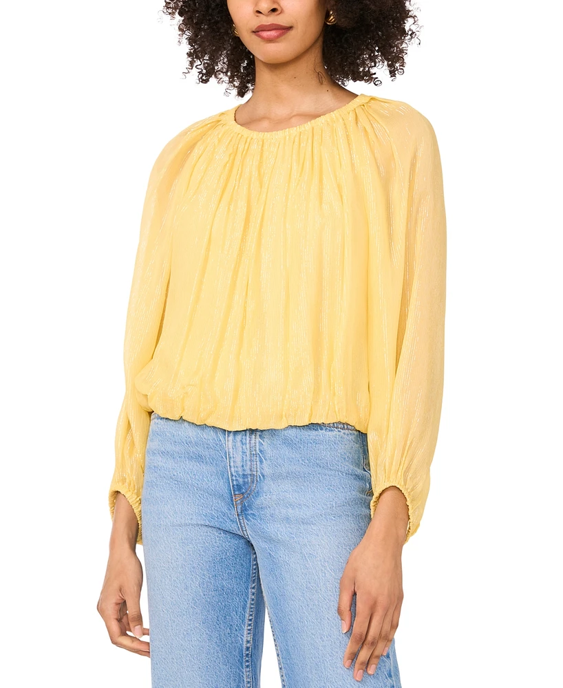 Parker Women's Mylah Shirred Long-Sleeve Crewneck Top