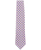 Men's Classic Double Medallion Print Silk Tie