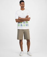 Hugo Boss Men's Dulapo Oversized Short Sleeve Crewneck Argyle T-Shirt